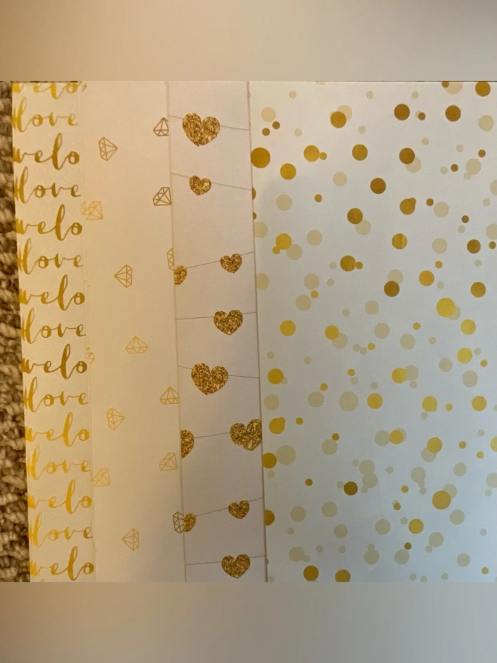 Wedding/Bridal 12”x12” Single-Sided Scrapbooking Paper/Gold Alphabet Stickers